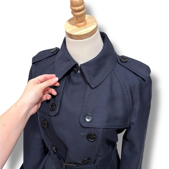 NWOT Coach Navy Blue Belted Fall Buttoned Trench Coat Outerwear Size Small - Picture 4 of 13